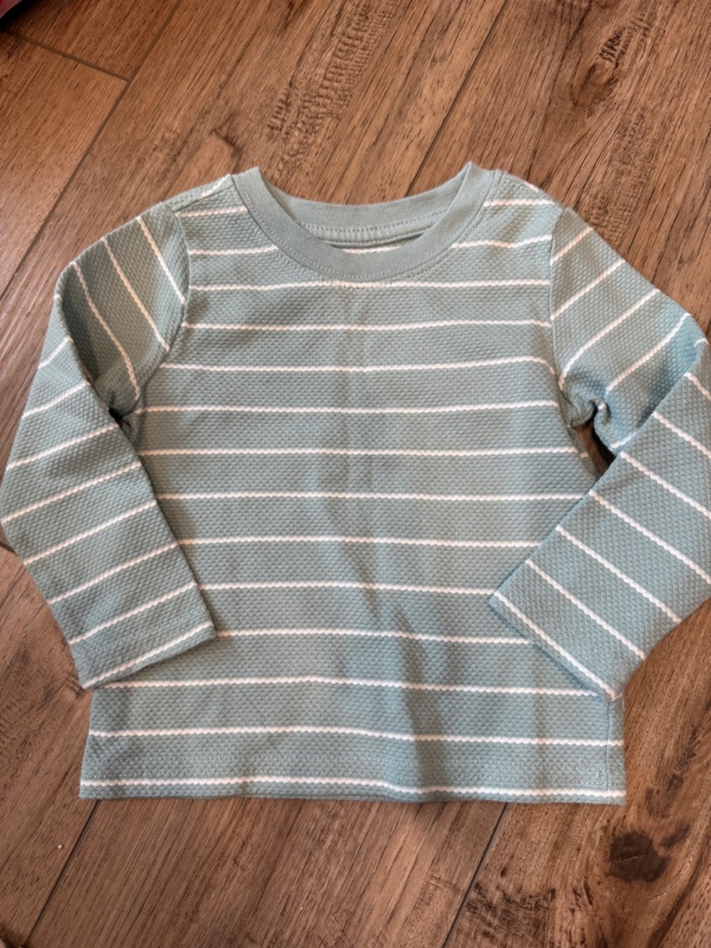 wonder nation Long-Sleeve Striped Tee - Sage Green & White
